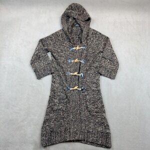 One A Boho Cabin Core Toggle Hooded Longline Cardigan Sweater Large Brown Marled